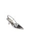 Yazkiş Women's Black Silver Patent Leather Open Back Front Pointed Toe Closed 6cm Thin Heel Shoes