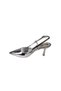 Yazkiş Women's Black Silver Patent Leather Open Back Front Pointed Toe Closed 6cm Thin Heel Shoes - 3