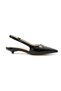 Stylish Black Patent Leather Pointed Toe Slingback Low Heeled Women's Shoes - 5