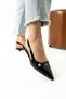 Stylish Black Patent Leather Pointed Toe Slingback Low Heeled Women's Shoes - 4