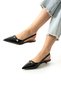 Stylish Black Patent Leather Pointed Toe Slingback Low Heeled Women's Shoes - 3