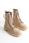 Alice Women's Nude Wrinkled Patent Leather Lace up Zippered Boots - 4