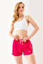 Women's Swim Shorts with Rope Tie, Light Elastic Waist, Short Cut, Fuchsia - 5402 - 6
