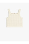 Strappy Knit Detailed Square Neck Crop Tank Top