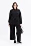Black-Large Pocket Side Zipper Lycra Large Size Tracksuit Set