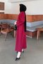 Dumbbell Hijab Dress with Fake Cuff Detail Claret Red - 2