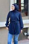 Navy Blue Waist-Tied Tunic Shirt - 2