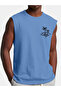 Sleeveless round neck t-shirt, light and flexible, palm tree printing, summer heat transfer printing