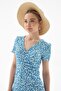 V-Neck Patterned Dress Blue - 2