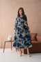 Printed V Neck Maxi Length Dress - 7