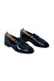 Men's Premium Italian Style Patent Leather Leather Shoes with Silver Buckle - Navy Blue Patent Leather - 6