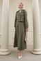 Khaki Scuba Suit with Short Bolero Skirt - 3