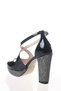 Women's Shiny Stone Open Front Thick Heeled Evening Dress Shoes - 4
