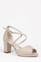 Women's Shiny Open Front Thick Heeled Evening Dress Shoes - 3
