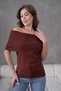 Women's Coffee Madonna Collar Sleeveless Knitwear Blouse 2202 - 2