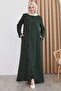 Sequin Patterned Plain Khaki Ferace - 5