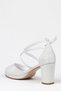 Women's Shiny Open Front Thick Heeled Evening Dress Shoes - 4
