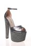 Women's Open Toe 17 cm High Platform Heeled Evening Dress Shoes - 3