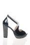 Women's Shiny Stone Open Front Thick Heeled Evening Dress Shoes