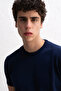 Crew Neck Knitwear Navy Blue T-Shirt - 2