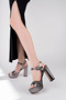 Platinum Metallic Stone Cross Band Platform Shoes - 2