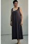 Smoked Front and Back Gathered Collar Piping Detailed Combed Viscose Dress - 4
