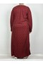 Women's Black Red Pentagonal Neck Long Sleeve Suede Mother Dress - 7
