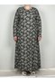 Women's Black Cream Pentagonal Collar Long Sleeve Suede Seasonal Mother Dress - 3