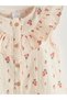 Lcw Baby Ecru Crew Neck Floral Baby Girl Blouse and Shorts 2Pcs - 5