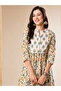 Floral Print Mandarin Collar A-Line Kurta and Trouser Set - 6