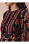 All-Over Floral Print Mandarin Collar Ruffles Hem A-Line Midi Dress - 4