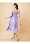 Polka Dot Print Smocked Strappy A-Line Midi Dress - 4