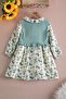 Girl's Dress with Green Hedgehog Patterned Sweater 20223 - 7