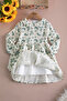 Girl's Dress with Green Hedgehog Patterned Sweater 20223 - 3