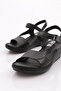 1002 Women's Ankle Strap Sandals Genuine Leather Black - 4