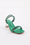 901 Women's Square Toe Transparent Heeled Sandals Green Satin - 2