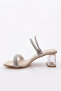 Beige Satin Women's Heeled Sandals - Square Toe 10123275 - 3