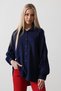 Shilsee Women's Dark Blue Color Cotton Bol Cut Stripe Shirt