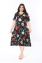 Women's Large Size Colorful V-Neck Short Sleeve Lycra Dress 65N38857