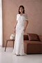 Dipmoda Women's White Tulle and Stone Detailed Evening Dress Dps9372