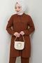 طقم مزدوج مع قميص بجيبين بني HM2685 - 4