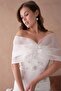 Dipmoda Women's White Tulle and Stone Detailed Evening Dress Dps9372 - 3