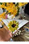 1 Piece Sunflower Embroidered Stone Napkin Coffee Yanım Presentation Napkin - 2