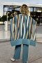 Chiffon Poncho Cut Tunic, Crewneck Bluz, Elastic Waist Buzzy Pants, Plus Size 3-Piece Set - 5
