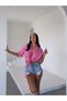 Women's Pink Binding Detailed Muslin Linen Blouse Hzl25S-Dsb1212 - 3