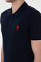 Men's Slim Fit Polo Neck Dark Navy Blue Basic T-Shirt 50298041 -Vr100 - 7