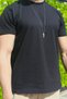 Men's Black Flexible 100% Cotton Fabric Relaxed Fit Short Sleeve T-Shirt - 5