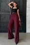 Burgundy Double Pleated Belted Trousers Mg2330 - 4