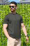 Men's Khaki Regular Lycra Single Jersey Fabric 100% Cotton Crew Neck Short Sleeve T-Shirt