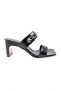 1043-23Y Women's Crystal Stone Banded Heeled Slippers Black Metallic